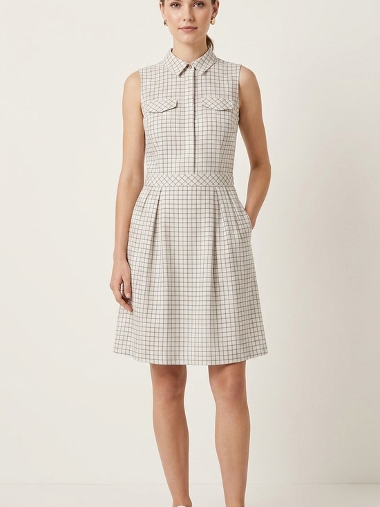 Tommy Hilfiger Dresses & Skirts - Tommy Hilfiger Sleeveless Silk Plaid Pleated Collared Shirt Dress Size 2